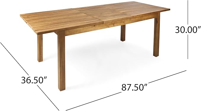 Christopher Knight Home Rosita Extendable Acacia Wood Outdoor Dining Set for 6, Expandable Patio Dining Table and Chairs Set of 6, Solid Wood Outdoor Dining Armchair and Table Set, Teak+Natural Washed