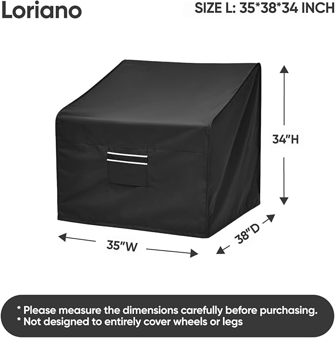 loriano Patio Chair Covers Waterproof Outdoor Furniture Chair Covers 420D Fit as Lawn Lounge Deep Seat(2 Pack,Large)