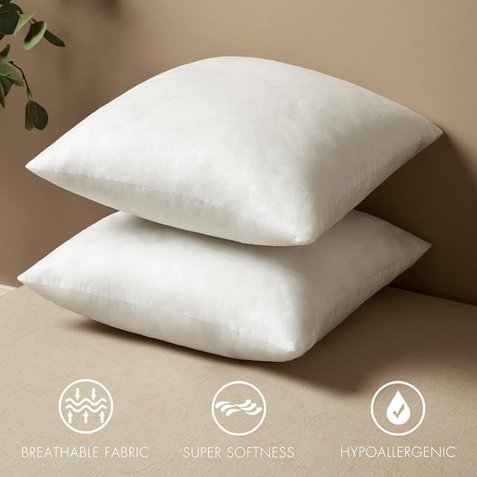 MIULEE Pack of 2 Decorative Outdoor Waterproof 16x16 Pillow Covers Navy Blue Bundle 18x18 Pillow Inserts Set of 2 Square Decorative Throw Pillows