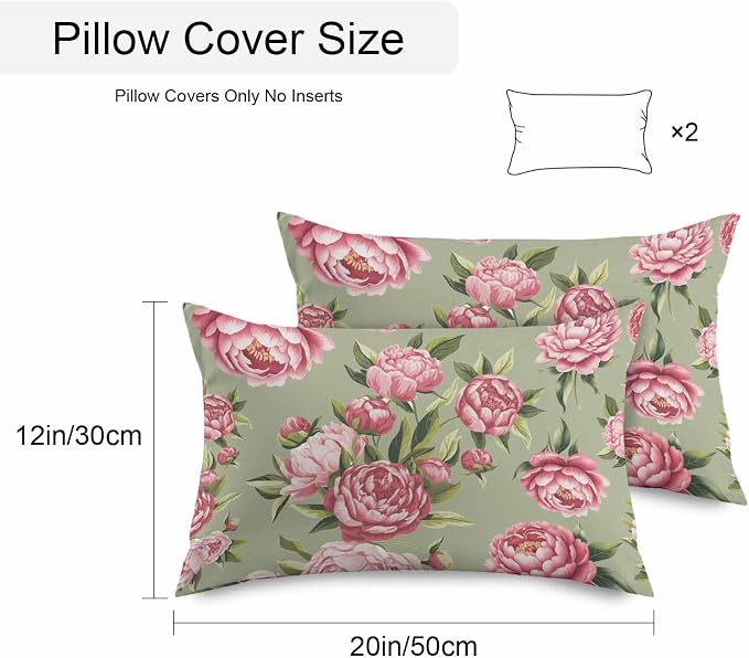 Flowers Vintage Outdoor Pillow Covers 20x12 Inch Lumbar Pillow Covers Set of 2 Waterproof Decorative Throw Pillow Cases Green Leaves Pastoral Floral Country Cushion Covers for Patio Furniture Garden
