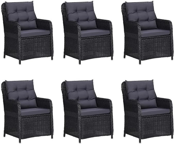 BOWERY HILL 9-Piece Patio Dining Set, Black PE Rattan, Weather-Resistant, Stackable Chairs, Cushioned Seating, Modern Design for Outdoor Garden, Balcony, or Terrace Dining