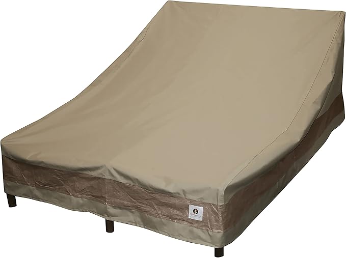 DUCKCOVERS Elegant Waterproof 82 Inch Double Wide Patio Chaise Lounge Cover, Patio Furniture Covers
