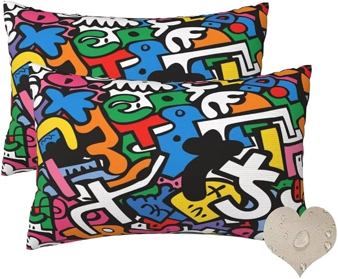 Outdoor Pillows Waterproof Set of 2 Outdoor Pillow Covers 16x24 Inch, Color Throw Pillows Abstract Pillow Covers, Garden Decorative Pillows Outdoor Pillows for Patio Furniture Car Home Decor -hs251