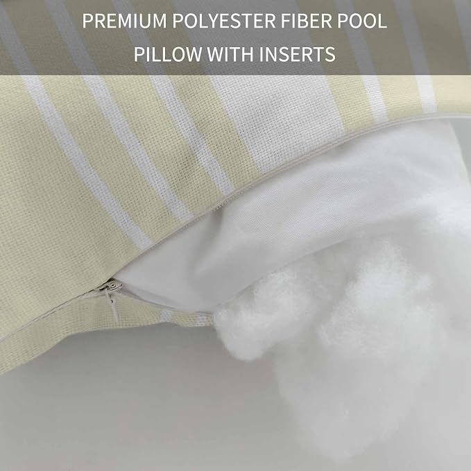 Outdoor Pillow for Chaise Lounge Chair White Striped on Yellow Headrest Pillow with Adjustable Elastic Strap Set of 1,11x16 inch, Modern Gradient Geometric Waterproof Head Pillows for Patio Pool