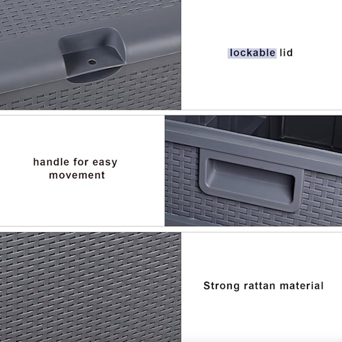 120 Gallon Large Resin Deck Box, Outdoor Organization Storage Container, Garden Storage Chest Lockable Seat for Patio Furniture, Tools (Gray)