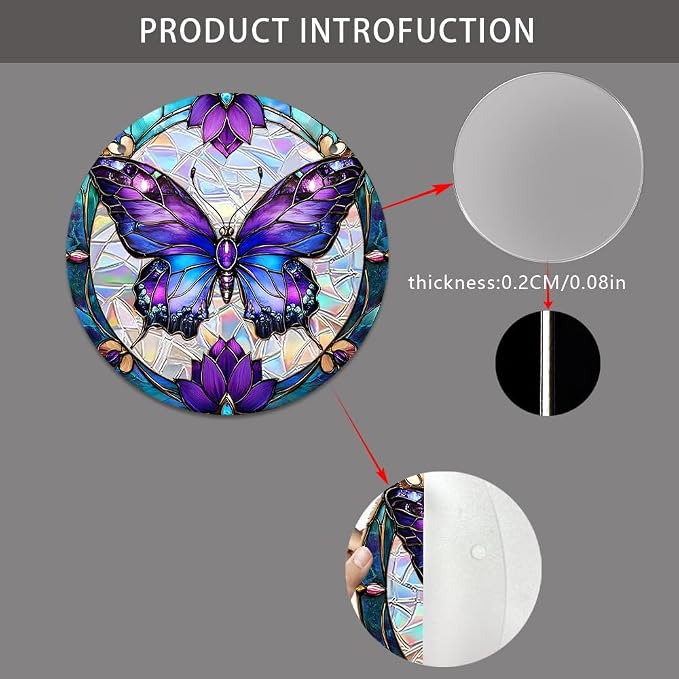 Acrylic Suncatcher Window Hanging, Butterfly Sun Catcher Rainbow Indoor Window Decoration for Living Room Bedroom Summer Home Balcony Ornaments, 7.87 inches