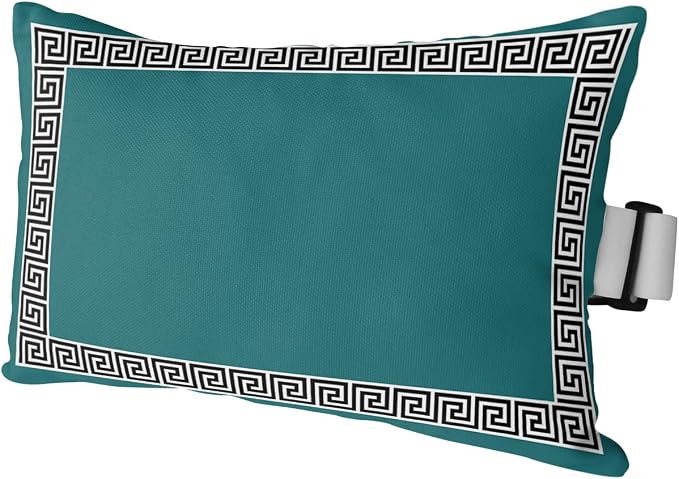 Outdoor Pillows Covers with Inserts Chinese Style Pattern Turquoise Teal Waterproof Pillow with Adjustable Strap Throw Pillows for Patio Furniture Recliner Lounge Chair, 11x16 inch, 1PCS