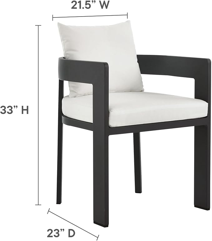 Modway Tahoe Outdoor Patio Powder-Coated Aluminum 5-Piece Dining Set in Gray White - Round Patio Furniture Set for 4 - Outside Table with Umbrella Hole and Cushioned Chairs - Modern Patio Set