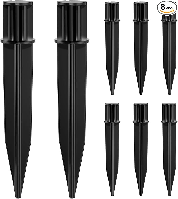 8 Pack Reinforced Ground Stakes, 0.75" x 5.12" Solar Lights Spikes, ABS Plastic Replacement Nails for Pathway Garden Torch Lights