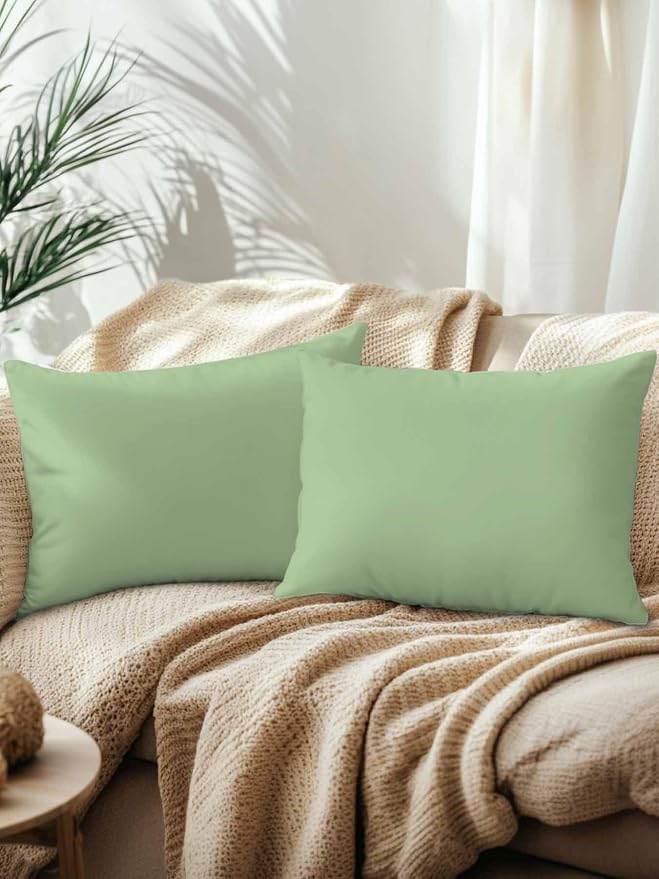 Outdoor Waterproof Throw Pillows Light Green Watercolor Patio Pillows Pack of 2,Decorative Pillow Covers with Insert,Pillow Cushion Case for Garden Couch Sofa Solid Color