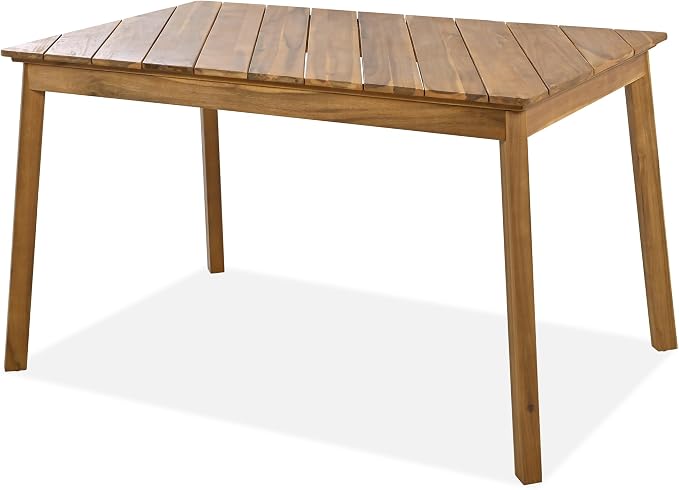 3 Pieces Acacia Wood Table Bench Dining Set for Outdoor & Indoor Furniture with 2 Benches, Picnic Beer Table for Patio, Porch, Garden, Poolside (Acacia Wood@231)