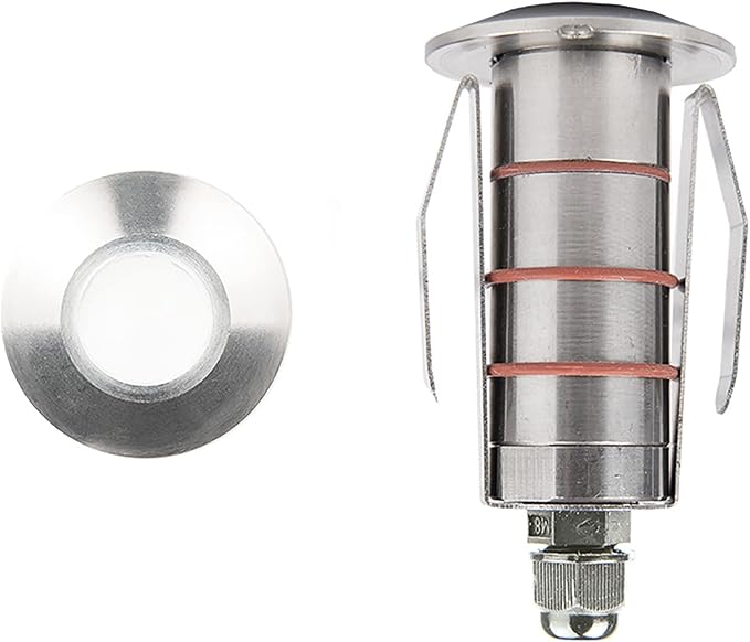 WAC Landscape Lighting, LED 1in 12V Round Beveled Top Inground Indicator Light 3000K in Stainless Steel