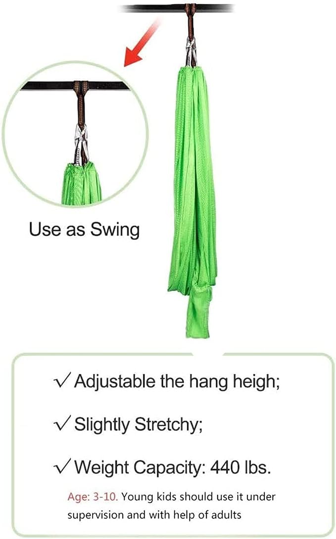 Physical Sensory Swing Chair for Bedroom，Breathable Snuggle Hammock Set Indoor Outdoor Kids Toys Play for Autism ADHD Vestibular System Exercise (Color : Fruit Green, Size : 150x280cm/59x110in)