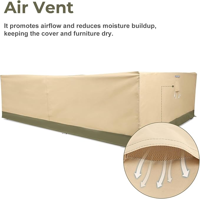 BPS Patio Furniture Cover for Outdoor Table and Chairs, 600D Waterproof and Anti-UV Patio Sectional Set Cover for Outside General Purpose Furniture, 112''L x 84''W x 32''H