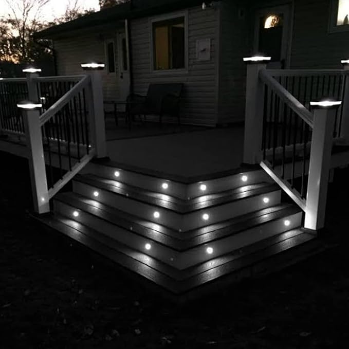 0.7" Tiny LED Deck Lights,Waterproof IP7 Low Voltage Stair Lights Landscape Lighting for Garden,Patio,Stairs Outdoor and Indoor Decoration Security Cool White(Pack of 10)