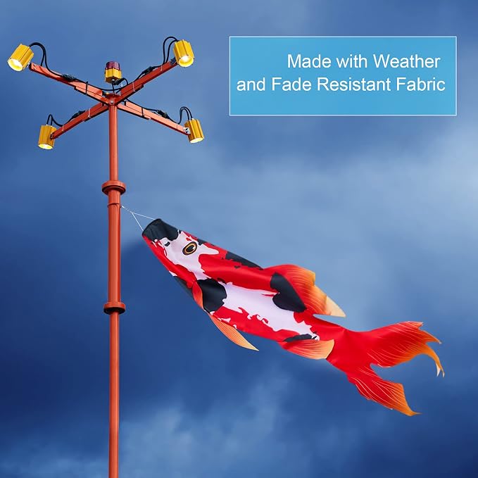 Boao Realistic Fish Windsock Red Fish Windsock Red Koi Fish Outdoor Decor Windsock Flag Hanging Decor for Wall Tree Front Patio Lawn Garden, Party and Festival Decoration, 46 Inches (2 Pieces)