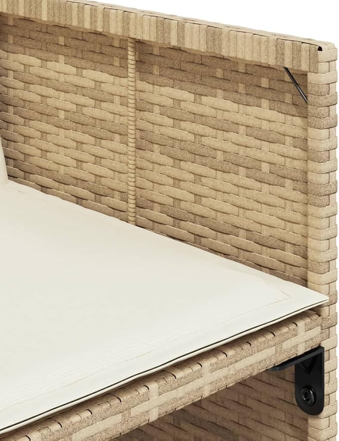 13 Piece Patio Dining Set with Cushions Beige Poly Rattan Outdoor Rattan Table and 12 Stackable Chairs with Foldable Backrest for Garden Backyard Deck Entertaining