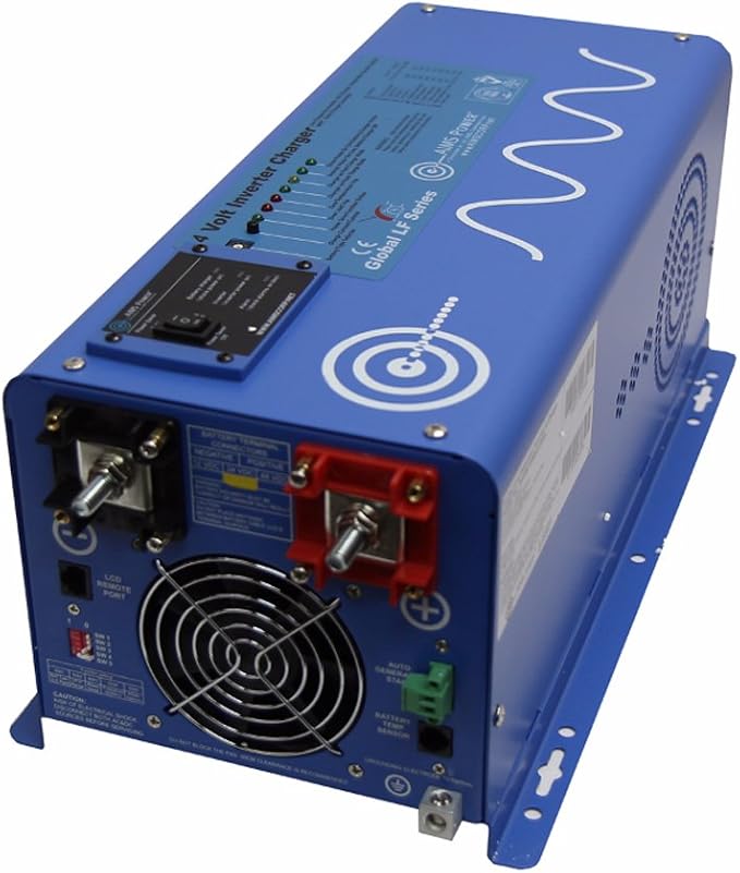 AIMS Power 2000 Watt 24 VDC Pure Sine Inverter Charger 120 VAC Output 30A Charger 30A Transfer Switch PICOGLF20W24V120VR