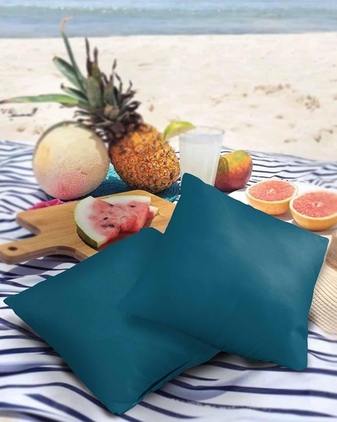 Outdoor Waterproof Throw Pillow Covers Set of 2 Dark Teal Pillowcases 20x20 Inches Solid Green Color Patio Decorative Pillows Cushion Case Patio Pillows for Couch Bed Chair Garden