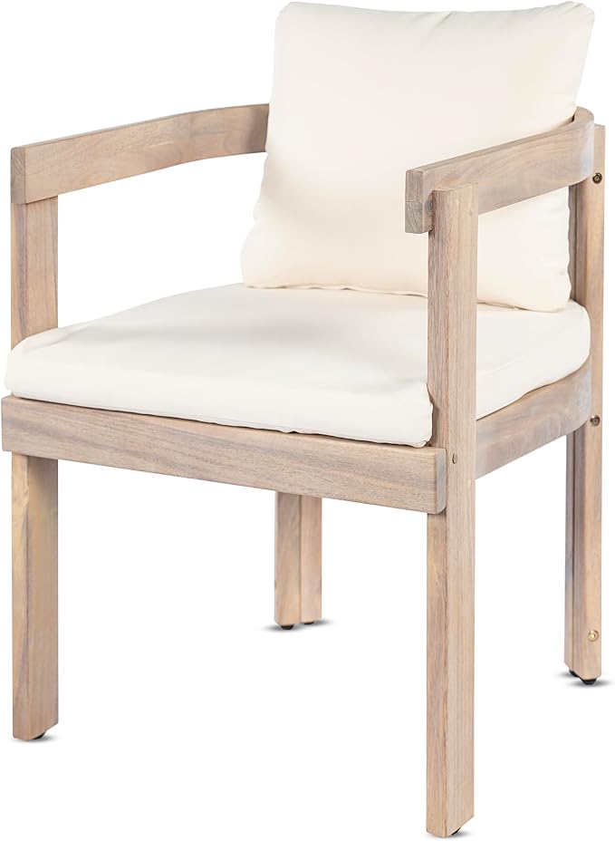 Christopher Knight Home Rosita Extendable Acacia Wood Outdoor Dining Set for 6, Expandable Patio Dining Table and Chairs Set of 6, Solid Wood Outdoor Dining Armchair and Table Set, Teak+Natural Washed