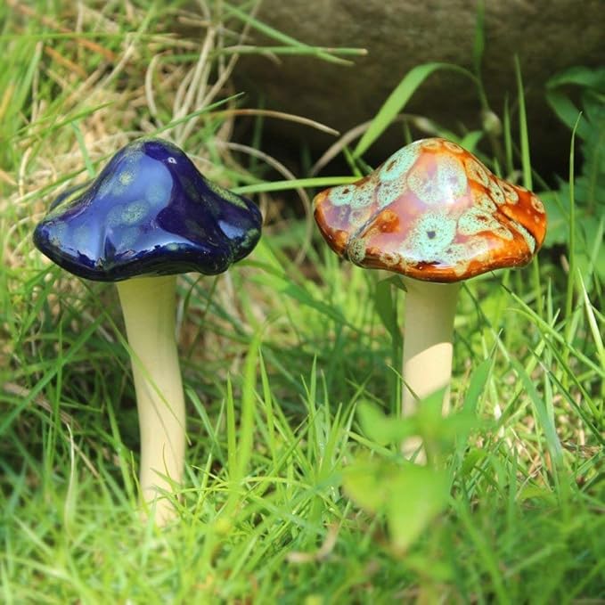 Danmu Garden Decor, 4pcs (Random Color) Ceramic Mushroom for Garden, Yard, Fairy Garden - Lawn Ornament Décor, Pottery Ornament 4.52" in Height | Quality Ceramic,Vibrant Color,Weather Proof,Mushroom Garden Decor,Fairy Garden Decor,Darden Decor for Outside