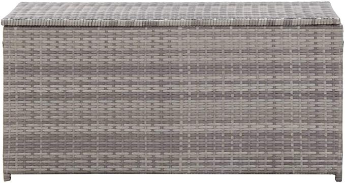 Patio Storage Box Deck Storage Box Outdoor Storage Box Indoor Wicker Storage Bin for Patio Furniture Cushions, Pillows, Garden Tools, Poly Rattan Gray, 39.3"x19.6"x19.6"