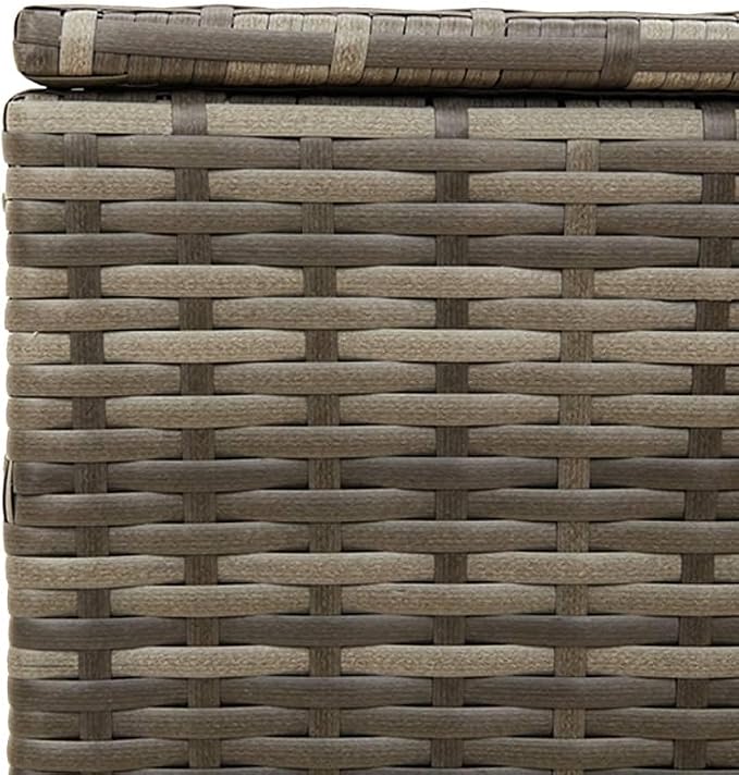 Grey Poly Rattan Garden Storage Box 291L Capacity Water-Resistant Outdoor Deck Box for Patio Balcony Garden
