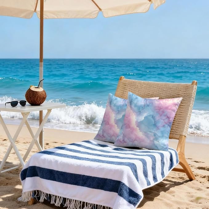 20x20 Inch Outdoor Pillow Covers Set of 2 Waterproof Throw Pillow Covers Decorative Couch Cushion Covers Watercolor Marble Square Pillowcases Protectors for Patio Garden Sofa