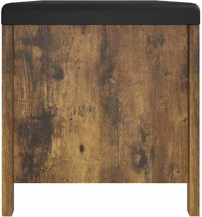 Storage Box with Cushion Smoked Oak 41.3x15.7x17.7 Inch, Storage Bench with Padded Seat for Clothes Toys Books, Sturdy Engineered Wood Trunk for Living Room Bedroom