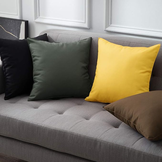 MIULEE Pack of 2 Decorative Outdoor Waterproof Pillow Covers Yellow Bundle 18x18 Pillow Inserts Set of 2 Square Decorative Throw Pillows