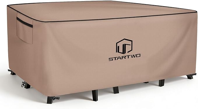 STARTWO Outdoor Furniture Covers Waterproof,Sofa,Table and Chairs General Purpose Patio Furniture Covers with Elastic Hem and Air Vents 126L x 126W x 28H inch