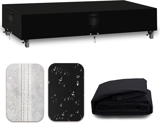 Heavy Duty Patio Furniture Covers Waterproof, 600D Outdoor Furniture Cover Waterproof for Sectional Sofa Couch, Outdoor Dining Table and Chair Set Covers 128''L x 84''W x 28''H, Black