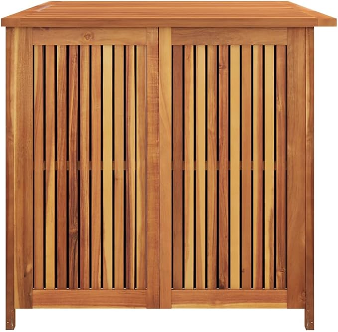 Large Outdoor Garden Storage Box, Solid Acacia Wood Deck Chest with Water-Resistant PE Liner, Decorative Patio Furniture for Cushions and Gardening Tools