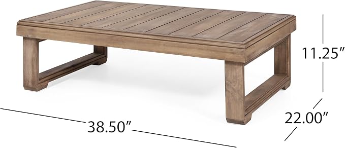Christopher Knight Home 2-Piece Patio Furniture Set, 3-Seater Outdoor Sofa with Coffee Table, Acacia Wood Patio Couch Set with Cushions, Deep Seat Outdoor Patio Furniture for Porch Deck Garden, Brown