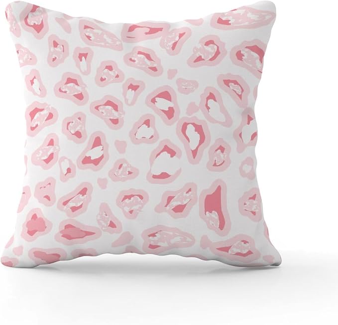 Chinoiserie Cheetah Print Throw Pillow Covers Light Pink and Pink White Throw Pillow Cover Classic Outdoor Garden Decoration for Patio Couch Bench 24x24 in