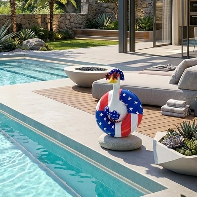 STONESTAR 4th of July Patriotic Porch Goose Outfits, Summer Bikini Lawn Goose Clothes Fits Large 23" H Goose Statue Costume for Independence Day & Memorial Day Outdoor Garden Yard Patio Decor