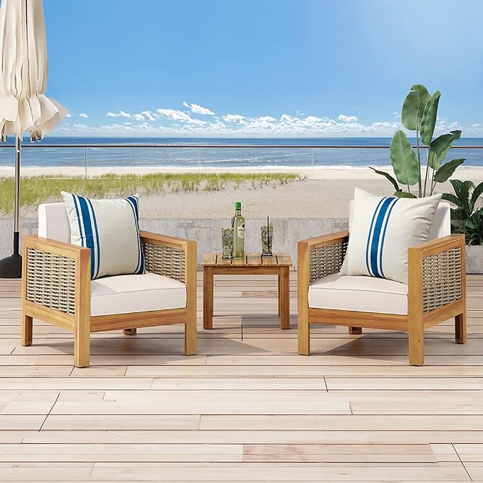 OTOSTAR Pack of 2 Outdoor Throw Pillow Covers 18x18 Inch Waterproof Decorative Pillow Covers Square Geometry Pillowcase Cushions Garden Pillows Shell for Couch Patio Furniture Tent Balcony (Navy Blue)