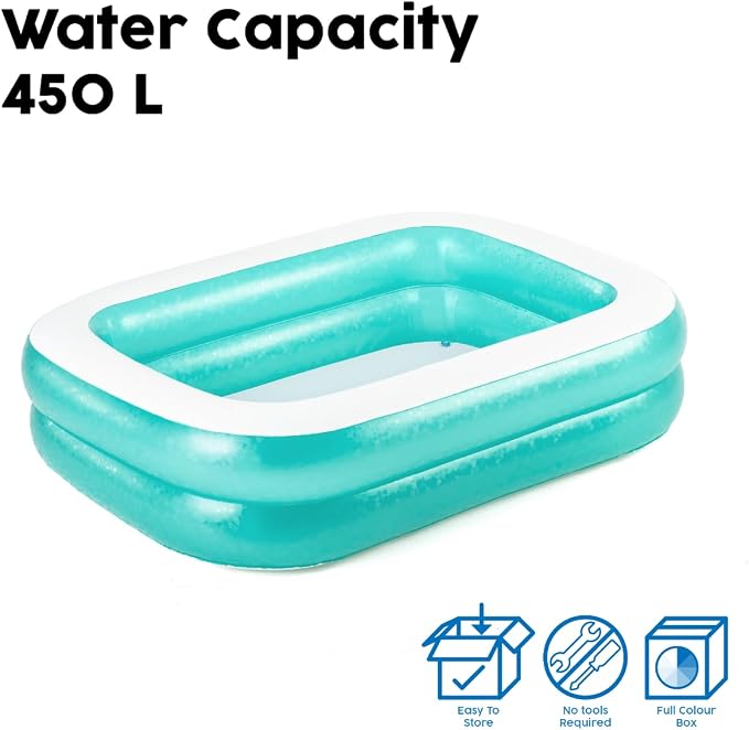 Bestway H2OGO! Blue Rectangular Inflatable Family Pool; 6 ft. 7 in. x 59 in. x 20 in.; Outdoor Recreational Activities