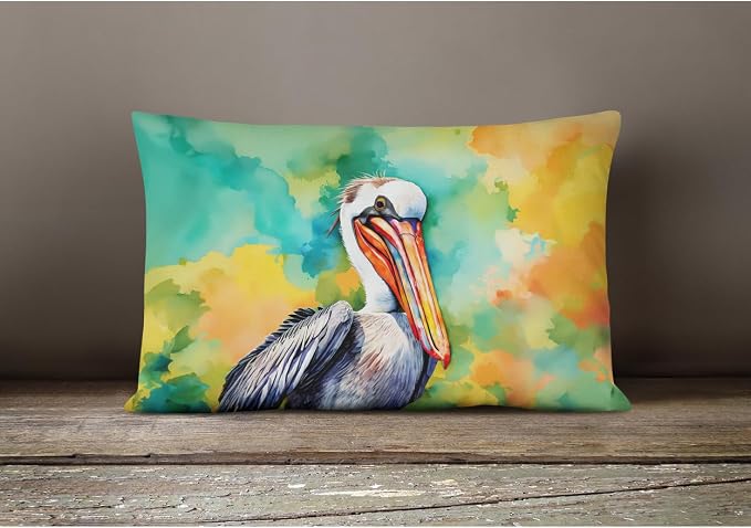 Caroline's Treasures DAC4023PW1216 Hippie Animal Pelican Throw Pillow Machine Washable, Indoor Outdoor Decorative Pillow for Couch, Bed or Patio, 12HX16W