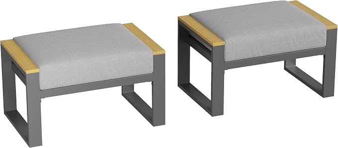 Metal Patio Ottoman Set of 2 Part of Conversation Sets