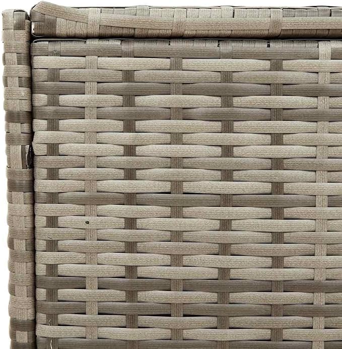 Garden Storage Box with Wheels, 283L PE Rattan Patio Storage Box Grey, Height Adjustable Outdoor for Cushions and Blankets