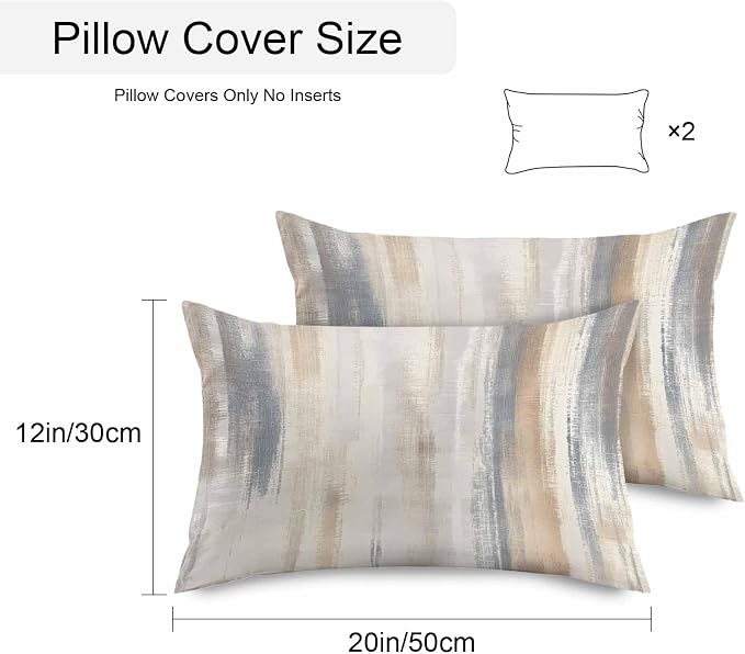 Abstract Retro Mottled Texture Outdoor Pillow Covers 20x12in Pack of 2 Waterproof Pillowcase Vintage Distress Style Decorative Throw Cushion Case for Patio Couch Sofa
