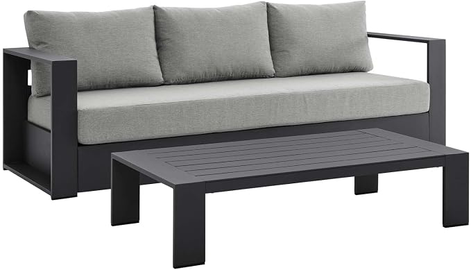 Modway Tahoe Aluminum 2-Piece Outdoor Patio Set in Gray Gray