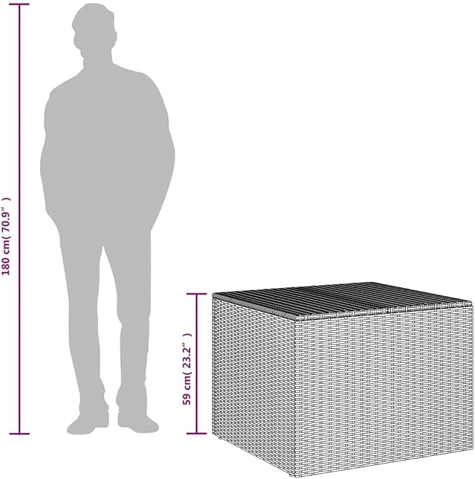 77 Gallon Garden Storage Box, Large Outdoor Deck Bin for Patio Furniture Cushions, Weather-Resistant Poly Rattan Container with Steel Frame, Mix Beige