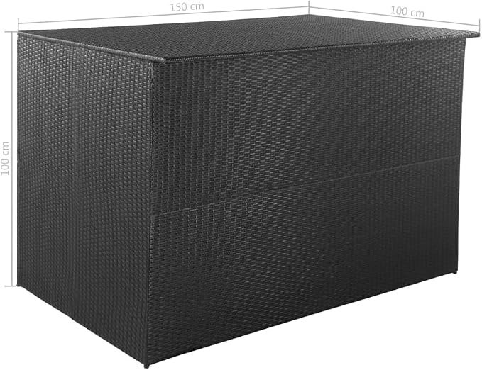 Garden Storage Box Indoor/Outdoor Storage Container and Gardening Tools - Store Items on Patio, Garage, Yard.Black 59"x39.4"x39.4" Poly Rattan