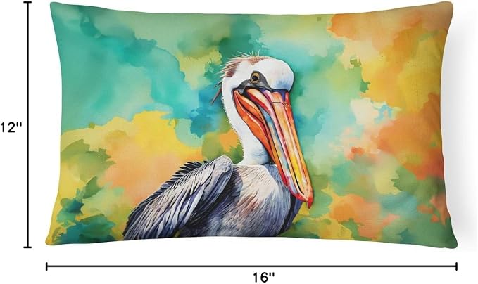 Caroline's Treasures DAC4023PW1216 Hippie Animal Pelican Throw Pillow Machine Washable, Indoor Outdoor Decorative Pillow for Couch, Bed or Patio, 12HX16W