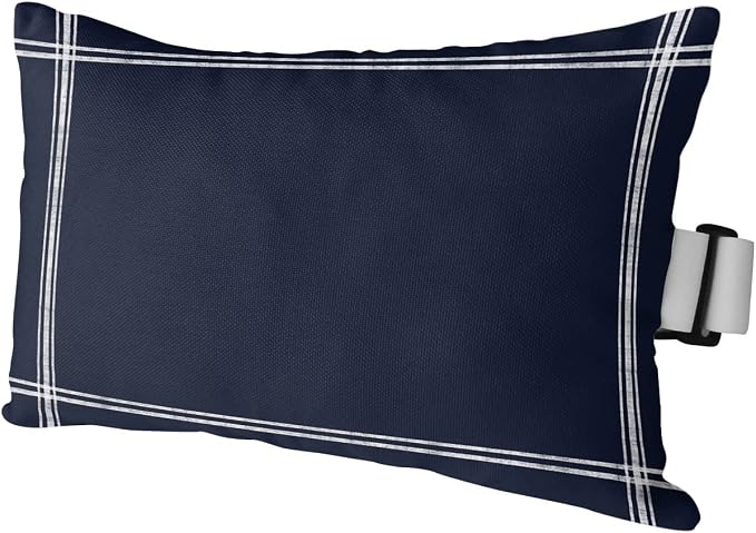 Outdoor Pillows Covers with Inserts Solid Color Dark Blue Waterproof Recliner Pillow with Adjustable Strap Throw Pillows for Patio Furniture Pool Lounge Chair, 11x16 inch, 1PCS