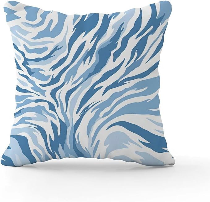 Blue Tiger Print Throw Pillow Covers Animal Tiger Print Throw Pillow Cover Retro Modern Decorative Pillow Covers for Sofa Bed Chair Car 26x26 in