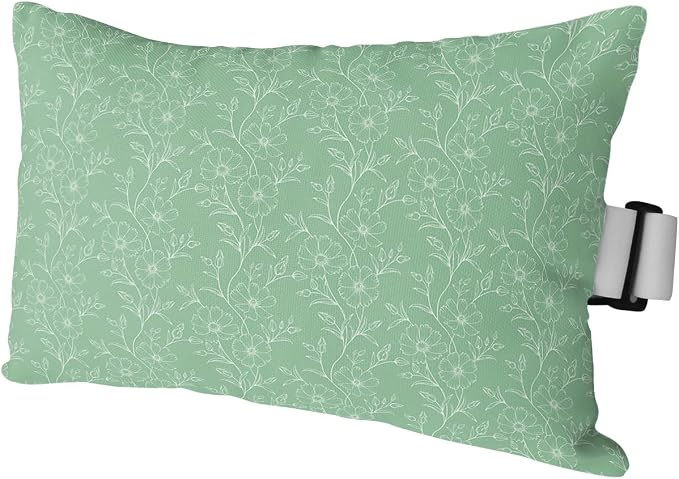 Outdoor Pillows Covers with Inserts Spring Summer Flowers Lines White Lines On Green Waterproof Pillow with Adjustable Strap Throw Pillows for Patio Furniture Recliner Lounge Chair, 12x20 inch, 1PCS