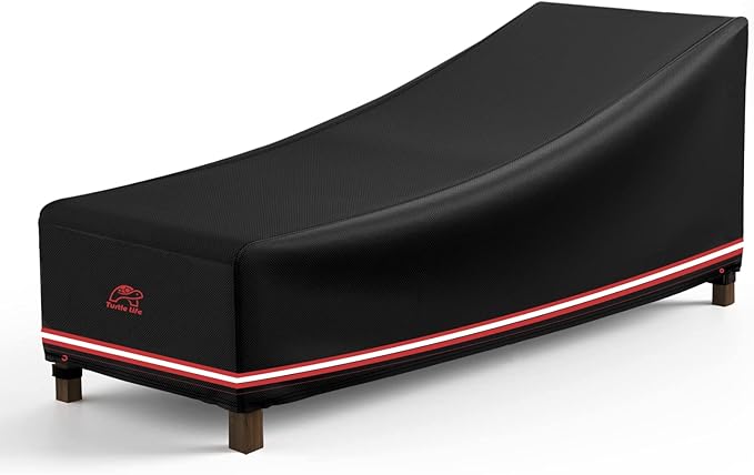 Turtle Life Patio Lounge Chair Cover Waterproof Heavy Duty Outdoor Chaise Lounge Covers with Upgrade Air Vent, 1 Pack - 74L x 32W x 32H inch, Black